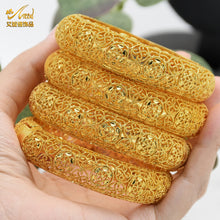 Load image into Gallery viewer, Hot Sale 24K Gold Plated Bracelet Dubai Bride India Nigeria Women's Wedding Alluvial Gold Bracelet Ornament Wholesale