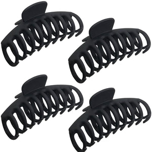 OWIIZI Large Hair Claw Clips for Women 4.3" Matte Leopard Jumbo Hair Clips Non-Slip Ponytail Barrette Strong Hold Claw Clips for Girls Long Thick Hair (4Packs)