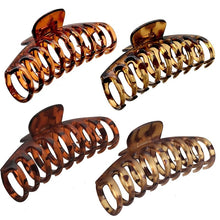 Load image into Gallery viewer, OWIIZI Large Hair Claw Clips for Women 4.3&quot; Matte Leopard Jumbo Hair Clips Non-Slip Ponytail Barrette Strong Hold Claw Clips for Girls Long Thick Hair (4Packs)