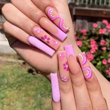 Load image into Gallery viewer, OWIIZI Long False Nails Matte Purple False Nail Tip Press on Nail Full Cover Medium False Gradient Nails