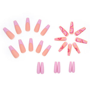 OWIIZI Long False Nails Matte Purple False Nail Tip Press on Nail Full Cover Medium False Gradient Nails