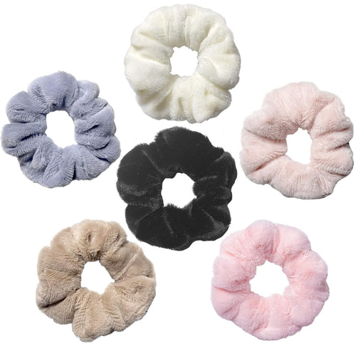 OWIIZI Silk Scrunchies for Hair Big Velvet Cute Hair Ties Accessories for Girls Thick Hair Large Scrunchy Elastic Hair Bands for Women(6packs)
