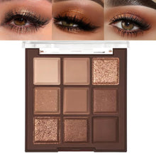 Load image into Gallery viewer, OWIIZI Eye-shadow palette- Rose Gold Dark Brown Eyeshadow Palette Colorful 9 Colors