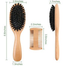 Load image into Gallery viewer, OWIIZI 100% Boar Bristle Hair Brush Set for Women &amp; Mens Soft Natural Boar Bristle Wooden Detangler Brush and Comb Set for Long Curly Fine Hair