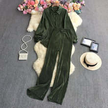 Load image into Gallery viewer, 2023New European and American StyleinsFashionable Candy-Colored Loose Folding Shirt+Elastic Trousers Suit Weight540g