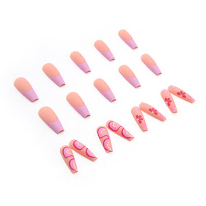 OWIIZI Long False Nails Matte Purple False Nail Tip Press on Nail Full Cover Medium False Gradient Nails