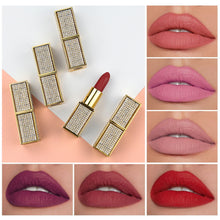 Load image into Gallery viewer, OWIIZI Matte Lipstick Multi-Color No Stain on Cup Colorful Crystals Stone Tube