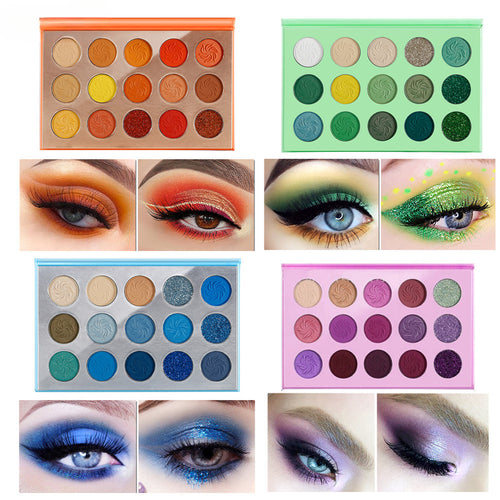 OWIIZI 15 Colors Eye Shadow Plate Eye Makeup Eyeshadow Palette Earth Matte Shimmer Gold Leaf Eye Shadow