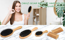 Load image into Gallery viewer, OWIIZI 100% Boar Bristle Hair Brush Set for Women &amp; Mens Soft Natural Boar Bristle Wooden Detangler Brush and Comb Set for Long Curly Fine Hair