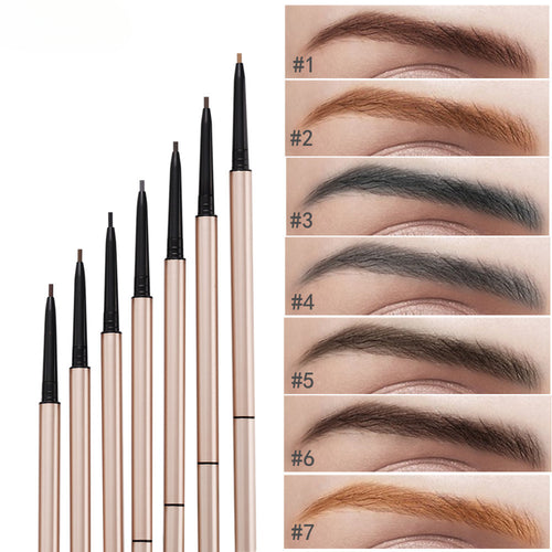 OWIIZI Double-Headed Eyebrow Pencil Automatic Waterproof Rotation Sweat-Proof 1.5mm Ultra-Fine Eyebrow Pencil