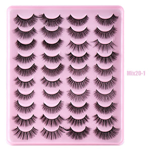 OWIIZI 20 Pairs False Eyelashes Simulation Chemical Fiber Eyelashes Messy Long Eyelash