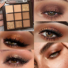 Load image into Gallery viewer, OWIIZI Eye-shadow palette- Rose Gold Dark Brown Eyeshadow Palette Colorful 9 Colors