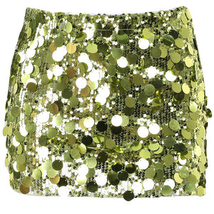 JY23250Summer2023New European and American Style Hipster Hot Girl Sexy Slim Fit Sequin Design Ultra Short Skirt Women