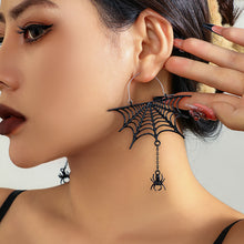 Load image into Gallery viewer, Europe and America Cross Border Ornament Dark Style Cobweb Hollow Tassel Ear Studs Halloween Spider Punk Gothic Earrings