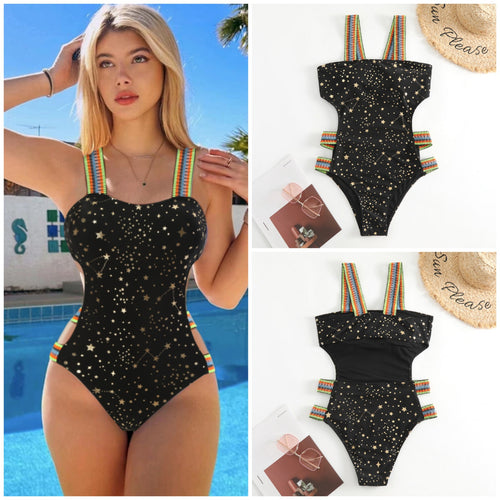 2023New Foreign Trade Cross-Border Amazon European and American Sexy Bronzing One-Piece Bikini Women's Swimsuit Factory Wholesale