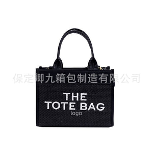 Straw Tote Bag Niche2023Women's Cross-Border Small Square Bag Letter Splicing tote bag Foreign Trade Handbags