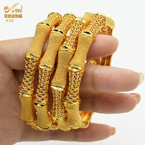 Hot Sale 24K Gold Plated Bracelet Dubai Bride India Nigeria Women's Wedding Alluvial Gold Bracelet Ornament Wholesale