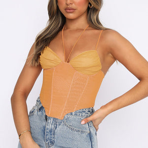 JY21645Summer2023New European and American Style Trendy Hot Girl All-Matching Slim Fit Halter Waist Camisole for Women