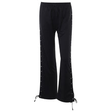 Load image into Gallery viewer, WY23078Summer2023New European and American Style Street All-Match Slim-Fit Side Slit Lace-up Cutout Wide-Leg Pants