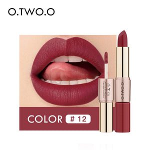 O.TWO.ODouble-Headed Velvet Matte Lip Gloss Lipstick Two-in-One Soft Fog12Color Lip Lacquer Factory Direct SalesN9107