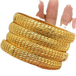 Hot Sale 24K Gold Plated Bracelet Dubai Bride India Nigeria Women's Wedding Alluvial Gold Bracelet Ornament Wholesale