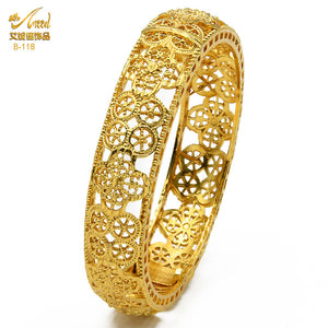 Hot Sale 24K Gold Plated Bracelet Dubai Bride India Nigeria Women's Wedding Alluvial Gold Bracelet Ornament Wholesale