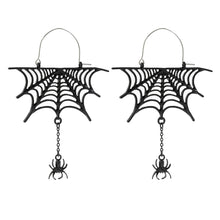 Load image into Gallery viewer, Europe and America Cross Border Ornament Dark Style Cobweb Hollow Tassel Ear Studs Halloween Spider Punk Gothic Earrings