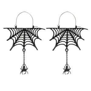 Europe and America Cross Border Ornament Dark Style Cobweb Hollow Tassel Ear Studs Halloween Spider Punk Gothic Earrings