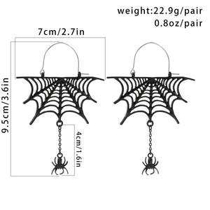 Europe and America Cross Border Ornament Dark Style Cobweb Hollow Tassel Ear Studs Halloween Spider Punk Gothic Earrings