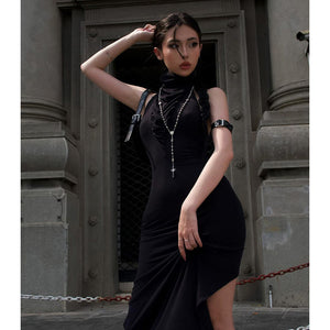 YL23185Summer2023New Women's Dark Dress, European and American Women's Clothing Personality Street Trendy Wind, Waste Soil Wind