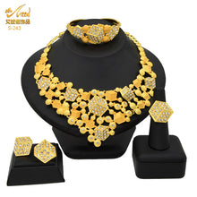 Load image into Gallery viewer, Dubai 24K Gold Accessories African Bridal Jewelry Set Saudi Women Necklace Bracelet Earrings Four-Piece Ring Set