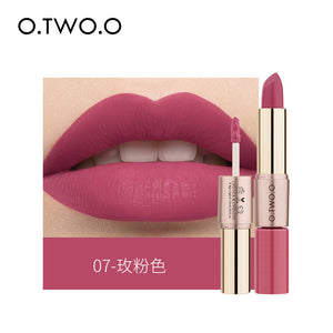 O.TWO.ODouble-Headed Velvet Matte Lip Gloss Lipstick Two-in-One Soft Fog12Color Lip Lacquer Factory Direct SalesN9107