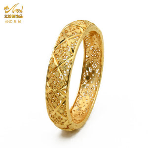 Hot Sale 24K Gold Plated Bracelet Dubai Bride India Nigeria Women's Wedding Alluvial Gold Bracelet Ornament Wholesale