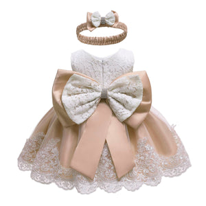 Cross-Border  baby Girl's Princess Dress Bow Lace Children's Dress Girl Dress