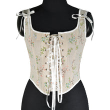 Load image into Gallery viewer, 21639French Style Floral Lace-up Fishbone Corset Short VestBustier CropEarly Spring New