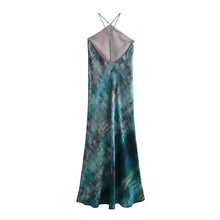 Load image into Gallery viewer, Foreign Trade2023Autumn New European and American Sexy Hanging Collar Backless Tie-Dye Maxi Dress Women8479150