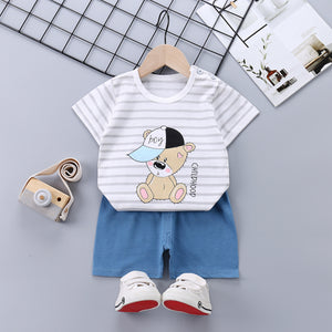 Children's Short-Sleeved Suit Cotton Summer Baby Clothes Korean Girls  TT-shirt Boys' Clothing Foreign Trade Children's Wear Wholesale