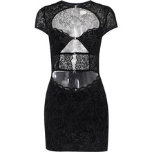 Load image into Gallery viewer, JY23463Autumn New Hot Girl Sexy Slim Hip Short Skirt Fashion Flocking Lace Hollow Dress Women