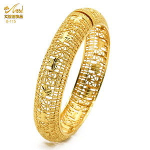 Hot Sale 24K Gold Plated Bracelet Dubai Bride India Nigeria Women's Wedding Alluvial Gold Bracelet Ornament Wholesale