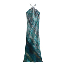 Load image into Gallery viewer, Foreign Trade2023Autumn New European and American Sexy Hanging Collar Backless Tie-Dye Maxi Dress Women8479150