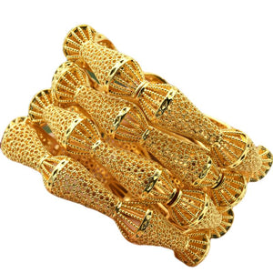 Hot Sale 24K Gold Plated Bracelet Dubai Bride India Nigeria Women's Wedding Alluvial Gold Bracelet Ornament Wholesale