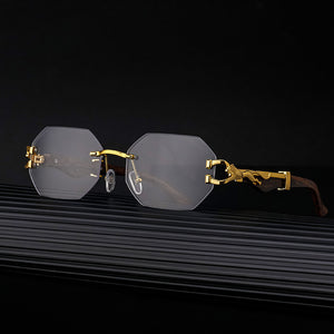 Retro Wood-like Leopard-Shaped Sunglasses Men's Square-Frame Trimming Driving Sunglasses Cross-Border Wholesaleshades