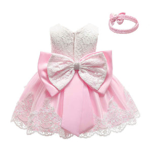 Cross-Border  baby Girl's Princess Dress Bow Lace Children's Dress Girl Dress