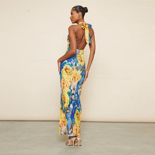 Load image into Gallery viewer, L23DS103European and American Women&#39;s Summer New Casual Printed Sleeveless Slim Backless Mesh Halter Long Dress