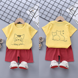 Children's Short-Sleeved Suit Cotton Summer Baby Clothes Korean Girls  TT-shirt Boys' Clothing Foreign Trade Children's Wear Wholesale