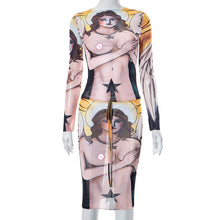 Load image into Gallery viewer, Q23ST189European and American Amazon Women&#39;s Clothing2023Summer New3DPrinted Sexy Mesh See-through Two-Piece Suit