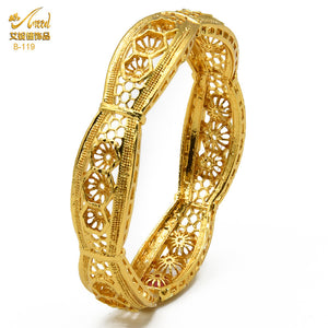 Hot Sale 24K Gold Plated Bracelet Dubai Bride India Nigeria Women's Wedding Alluvial Gold Bracelet Ornament Wholesale