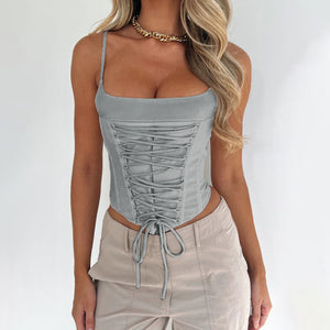 XY23216Spring-Summer2023New European and American Sexy Hot Girl Style Design Blouse Waist Girdling Band Camisole