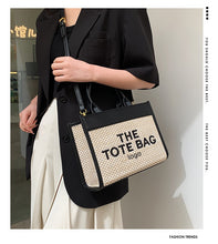 Load image into Gallery viewer, Straw Tote Bag Niche2023Women&#39;s Cross-Border Small Square Bag Letter Splicing tote bag Foreign Trade Handbags