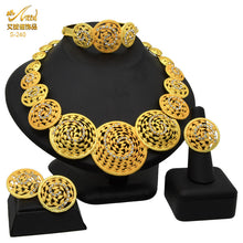 Load image into Gallery viewer, Dubai 24K Gold Accessories African Bridal Jewelry Set Saudi Women Necklace Bracelet Earrings Four-Piece Ring Set